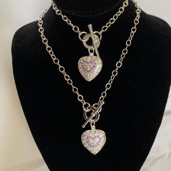 Silver Heart Necklace and Bracelet Set - Picture 5 of 11